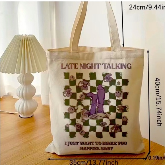 3 LEFT!๐ HARRY STYLES MERCH: Large Canvas LATE NIGHT TALKING ๐ Tote Bag - Picture 3 of 4